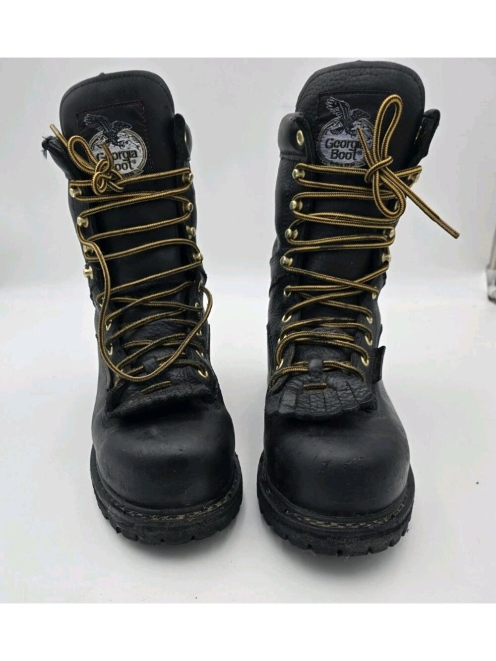 Georgia Boot GBOT078 Men's 8W Black Waterproof Steel Toe Logger Work Boots USA